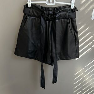 Black Faux Leather Shorts